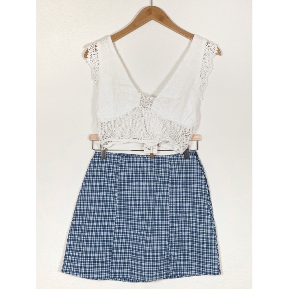 Urban Outfitters Plaid Seersucker Mini Skirt